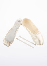 Tappers & Pointers Full Sole Satin Ballet Shoes - Ivory Ivory [White]