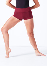 Move Dance Sasha Rolltop Dance Shorts Burgundy Front [Red]