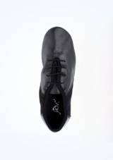 Move Dance Leather Mesh Split Sole Jazz Shoe Black Top [Black]