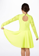 Move Dance Girls Kristin Latin Dress Fluorescent Yellow [Yellow]