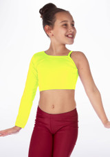 Alegra Girls Shiny Echo Top Yellow front #2. [Yellow]