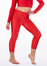 Alegra Girls Shiny Crop Leggings Red Main [Red]