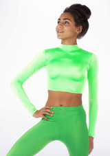 Alegra Shiny Raya Dance Top Fluorescent Green Main [Green]