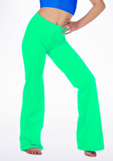 Alegra Girls Shiny Jazz Pants Fluorescent Green Main [Green]