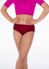 Alegra Girls Shiny Dance Briefs Burgundy Main [Red]