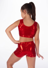 Alegra Girls Metallic Betty Dance Crop Top Red [Red]