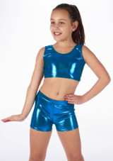 Alegra Girls Metallic Betty Dance Crop Top [Blue]