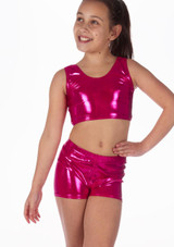 Alegra Girls Metallic Betty Dance Crop Top Cerise [Pink]