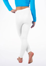 Alegra Girls Shiny Footless Leggings White back. [White]