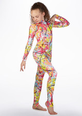 Alegra Girls Patterned Aspen Unitard Patterned Front [Patterned]