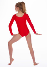 Alegra Girls Podium Long Sleeve Gymnastics Leotard Red Back [Red]