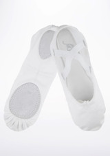 Move Dance Split Sole Canvas Ballet Shoes - White White Front [White]