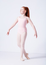 Move Dance Terri Girls Yoke Neck Leotard Pink Front 2 [Pink]