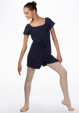 Ballet Rosa Anice Teen Romper Warm Up Suit Blue Front [Blue]