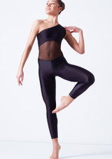 Ballet Rosa Magali One Shoulder Unitard Black Front [Black]