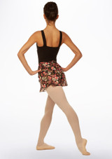 Move Dance Floral Wrap Dance Skirt - Black Black Back [Black]