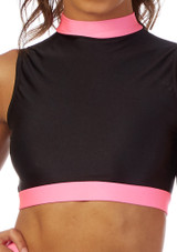 Alegra Fuse Long Sleeve Crop Top Black-Pink Front [Black]