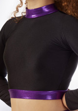 Alegra Fuse Long Sleeve Crop Top Blac-Purple Front [Black]