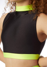 Alegra Fuse Long Sleeve Crop Top Black-Yellow Front [Black]