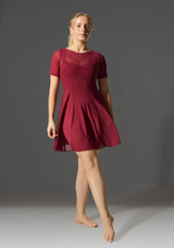 Move Dance Ceres Short Sleeve Lyrical Dress Burgundy Front 2 [Red]