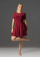 Move Dance Ceres Short Sleeve Lyrical Dress Burgundy Front [Red]