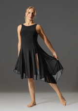 Move Dance Larissa High Split Lyrical Dress Black Front [Black]