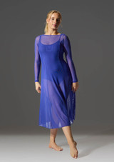 Move Dance Dione Long Sleeve Lyrical Dress Deep Blue Front [Blue]