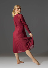 Move Dance Dione Long Sleeve Lyrical Dress Burgundy Back 2 [Red]
