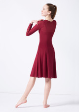 Move Dance Teen Dia Long Sleeve Lyrical Dress Red Back [Red]