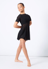 Move Dance Teen Kari Short Sleeve Lyrical Dress Tan Back [Tan]