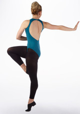 Intermezzo High Neck Open Back Leotard Blue Back 2 [Blue]