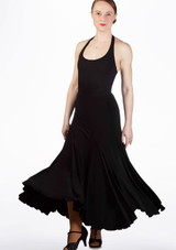 Capezio Long Swirl Ballroom Skirt Black Front [Black]