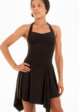 Mirella Asymmetrical Hem Halter Ballroom Dress Black Main [Black]