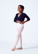 Tappers & Pointers Kids Knit Ballet Wrap Navy Blue Front 2 [Blue]
