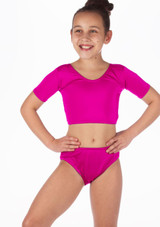 Alegra Girls Shiny Odele Dance Crop Top Magenta Main [Pink]