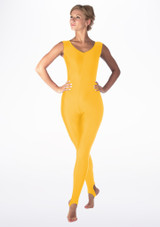 Alegra Girls Shiny Deanna Catsuit Yellow front. [Yellow]