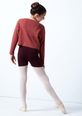 Move Dance Teen Blush Ribbed Knit Cropped Dance Sweatshirt Raspberry Back [Pink]