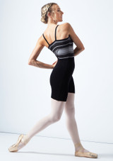 Move Dance Amara Striped Knit Dance Warm Up Suit Grey Back [Grey]