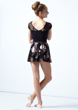 Move Dance Teen Louise Floral Sheer Mesh Pull On Skirt Black Back 2 [Black]