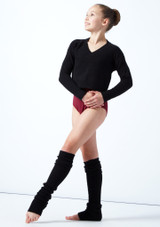 Move Dance Teen Louisa Knit V Neck Jumper Black Front [Black]