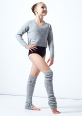 Move Dance Teen Louisa Knit V Neck Jumper Grey Front 2 [Grey]