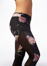 Capezio Polka Mesh Dance Legging Black-Pink Side [Black]