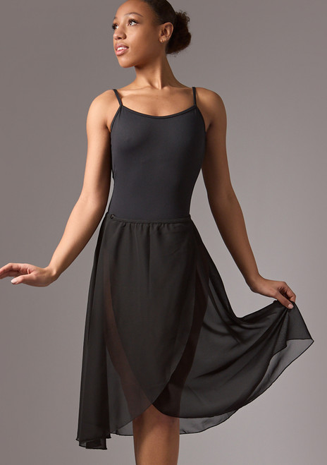 Move Dance Long Ballet Wrap Skirt Black Front [Black]