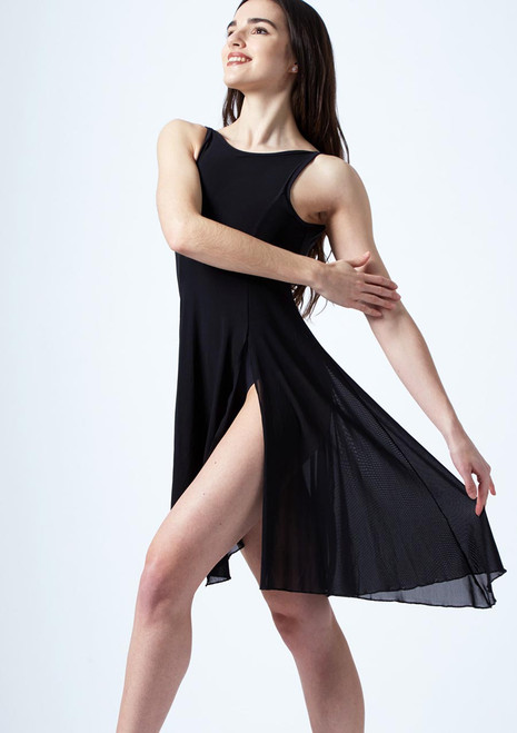 Move Dance Larissa High Split Lyrical Dress Black Front [Black]