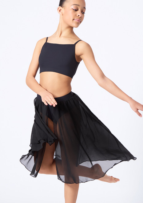 Move Dance Teen Erin Asymmetric Lyrical Half Skirt Black Front [Black]