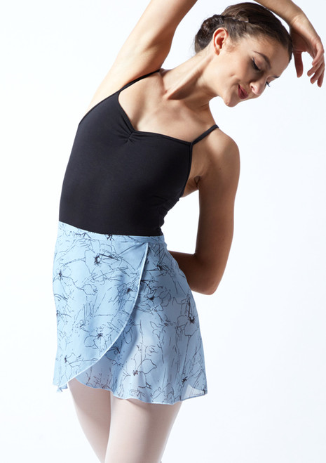 Move Dance Floral Wrap Dance Skirt - Blue Blue Front [Blue]