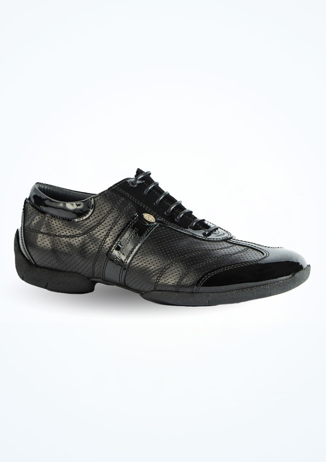 PortDance Mens Pietro Street Patent Dance Shoe Black Front [Black]