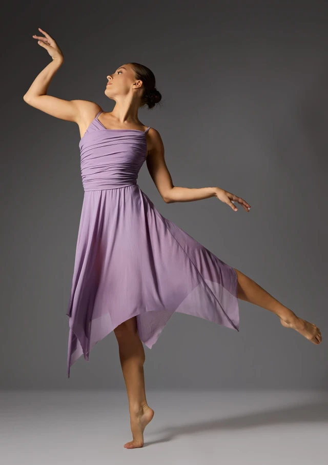 Jolista Cherish Camisole Mesh Lyrical Dress Dark Lilac Front [Purple]