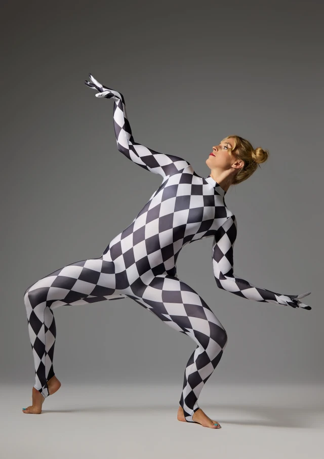 Jolista Gambit Harequin Glove Catsuit Black-White 48 [Black]