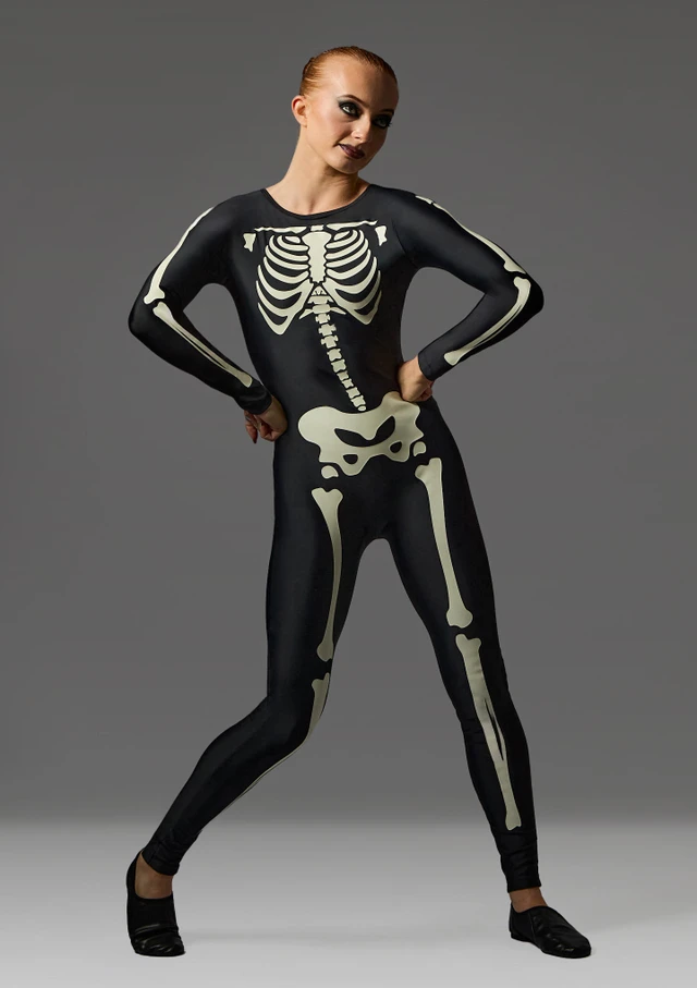 Skeleton Catsuit Black Front 2 [Black]